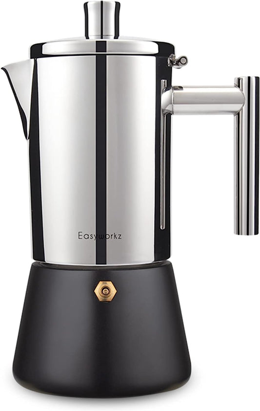 Easyworkz Diego Stovetop Espresso Maker 12Cup 520ml Stainless Steel Italian Coffee Machine Maker Induction Moka Pot
