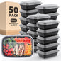50 Pack 32 oz Meal Prep Containers with Lids, Reusable Leakproof & Food Safe Food Storage Containers, Microwave, Freezer, Dishwasher Safe Food Prep Containers, To Go Take Out Plastic Food Storage
