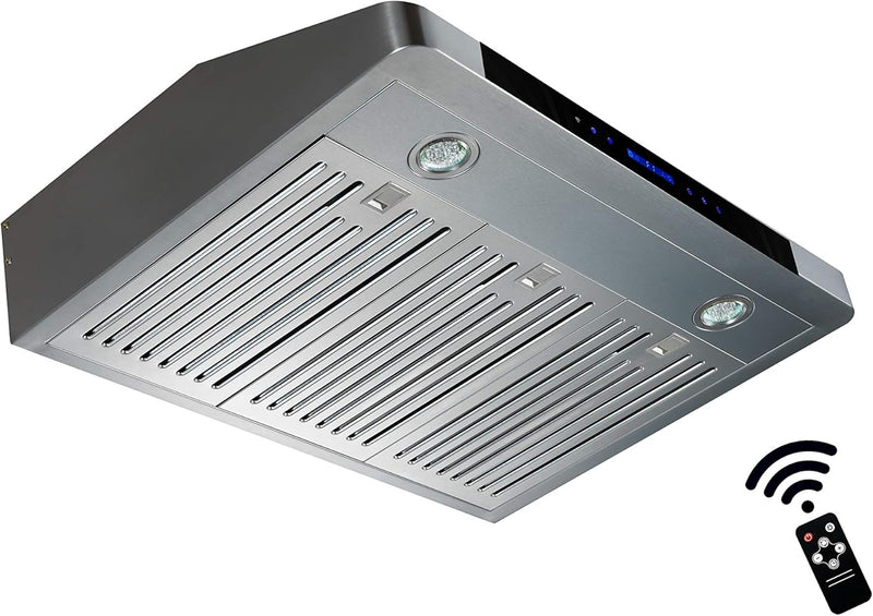 ROXON 860 CFM Centrifugal Blower type motor (High Grade) 30 Inches Under Cabinet Range Hood Kitchen Exhaust Fan Stainless Steel RXN-U15BS-30