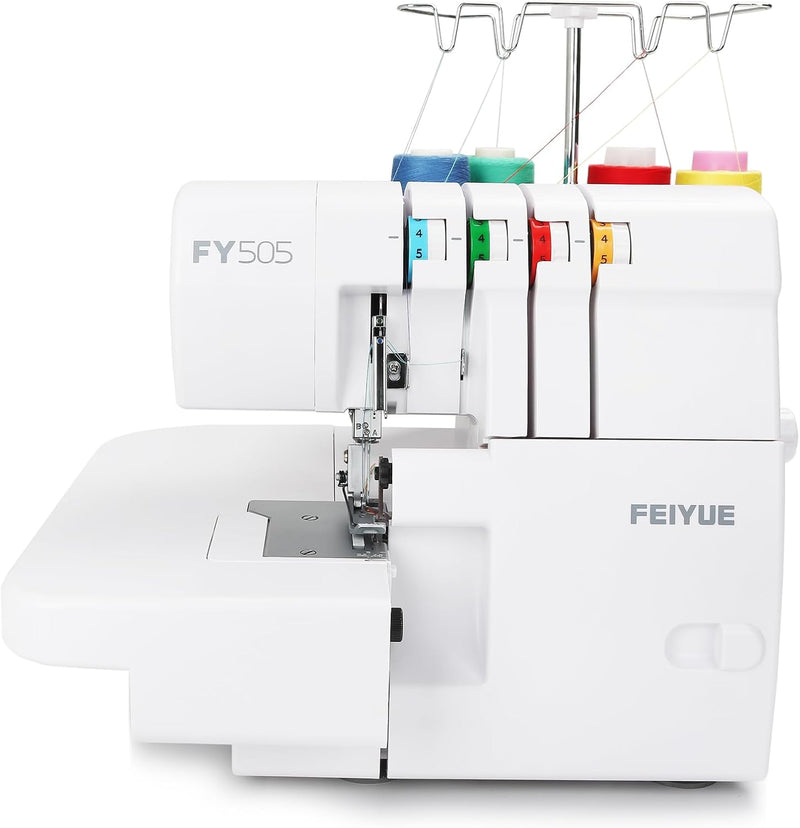 FEIYUE FY505 Serger Overlock Machine with 2/3/4 Thread Capability, Built-in Rolled Hem, Durable Heavy-Duty Metal Frame, Adjustable Differential Feed