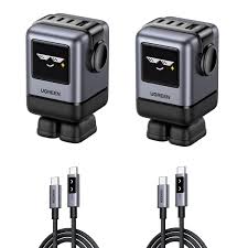 UGREEN Uno 100W Robot GaN Charger Bundle – 4-Port Fast Charging with TFT Screen + 100W USB-C to USB-C Cables - PuriLite