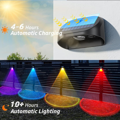 Outdoor Solar Lights for Fence, 8 Pack Brighter Solar Fence Light with 8 Colors & 3 Color Changing Modes, Waterproof Outdoor Light for Backyard, Garden, Fence, Wall, Deck, Stairs - PuriLite