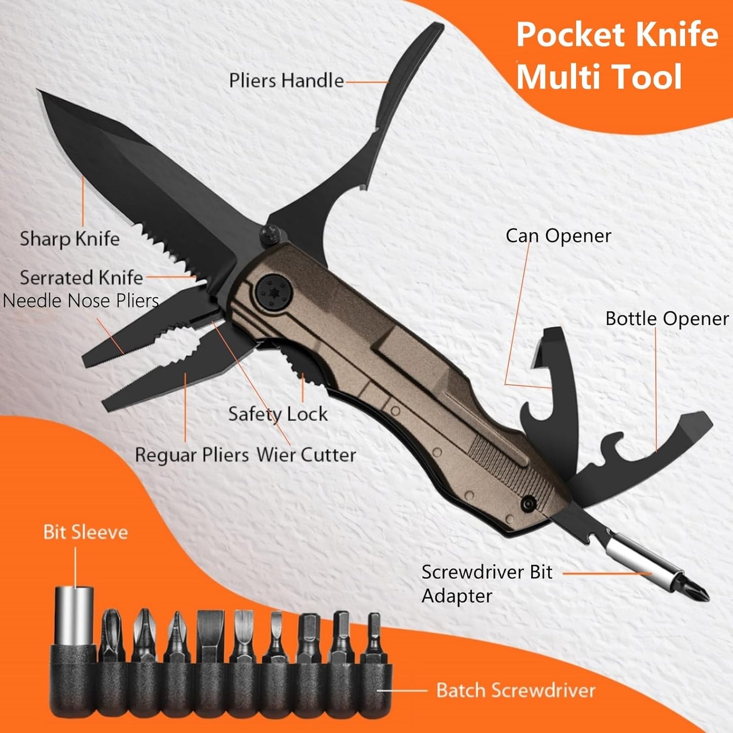 12-in-1 Pocket Multitool for Men – Stainless Steel Camping & Outdoor Essentials, Unique Stocking Stuffer Gifts for Dad, Husband, Grandpa, and Him