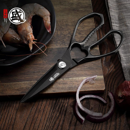 9 inch Japanese Detachable Kitchen Scissors, Multipurpose Poultry Shears Heavy Duty, Black Titanium Plated Kitchen Shears