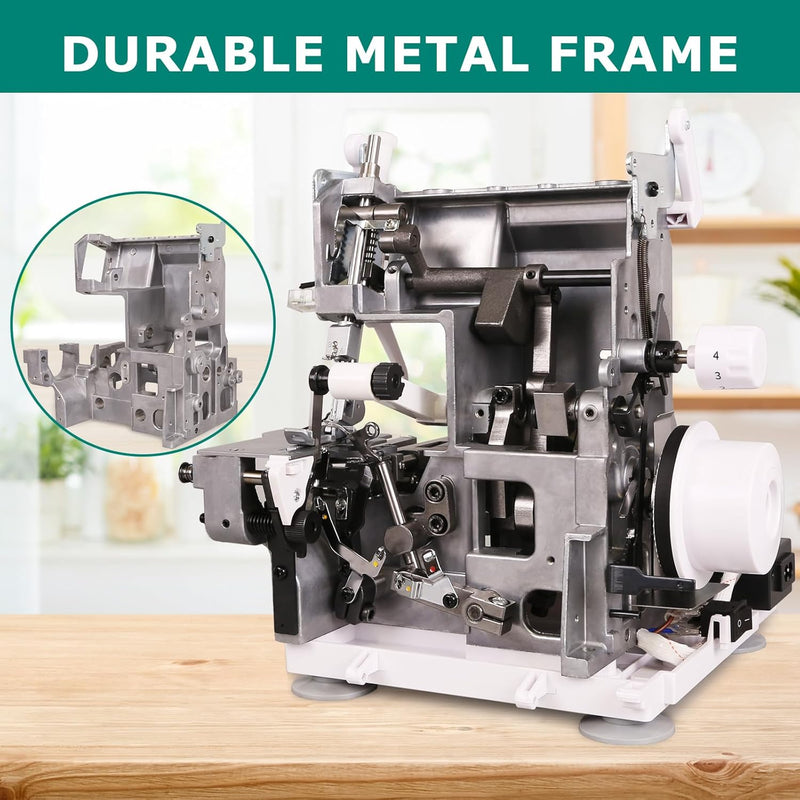 FEIYUE FY505 Serger Overlock Machine with 2/3/4 Thread Capability, Built-in Rolled Hem, Durable Heavy-Duty Metal Frame, Adjustable Differential Feed