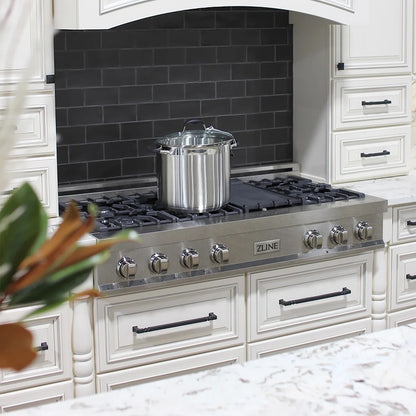 ZLINE 48 in. Legacy Gas Rangetop with 7 Burners and Porcelain Cooktop in Satin Stainless Steel RTS-48