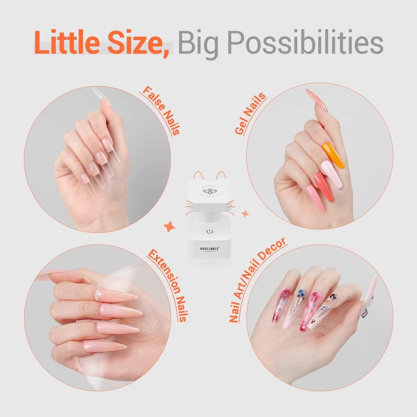 UV Nail Light, Modelones Innovative UV Led Nail Lamp, Mini Gel Nail Lamp for Gel Polish, Quickly-Dry Nail Cure Lamp, Nail Dryer for Travel Manicure, Nail UV Light for Nail Extension System, White
