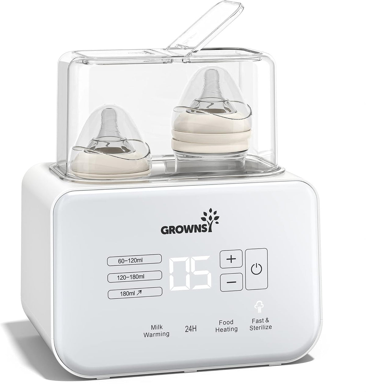 Baby Bottle Warmer, 8-in-1 Fast Milk Warmer with Timer Breastmilk or Formula, Fits 2 Bottles, Accurate Temperature Control, with Defrost, Sterili-zing, Keep, Heat Baby Food Jars Function