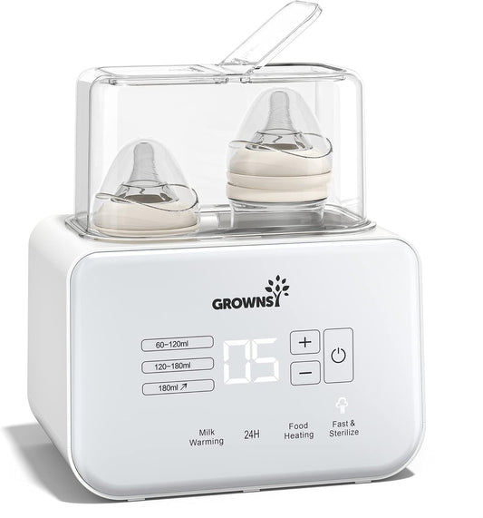 Baby Bottle Warmer, 8-in-1 Fast Milk Warmer with Timer Breastmilk or Formula, Fits 2 Bottles, Accurate Temperature Control, with Defrost, Sterili-zing, Keep, Heat Baby Food Jars Function