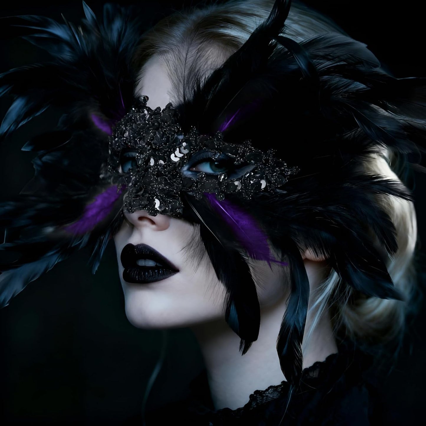 JEGERMIG Feather Carnival Mask Headwear Headpiece Halloween Showgirl Masquerade Cosplay Accessories for Women