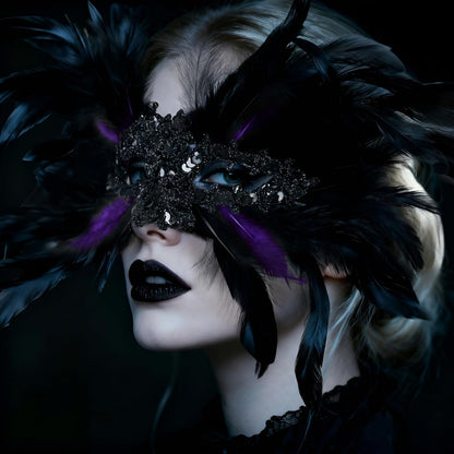 JEGERMIG Feather Carnival Mask Headwear Headpiece Halloween Showgirl Masquerade Cosplay Accessories for Women