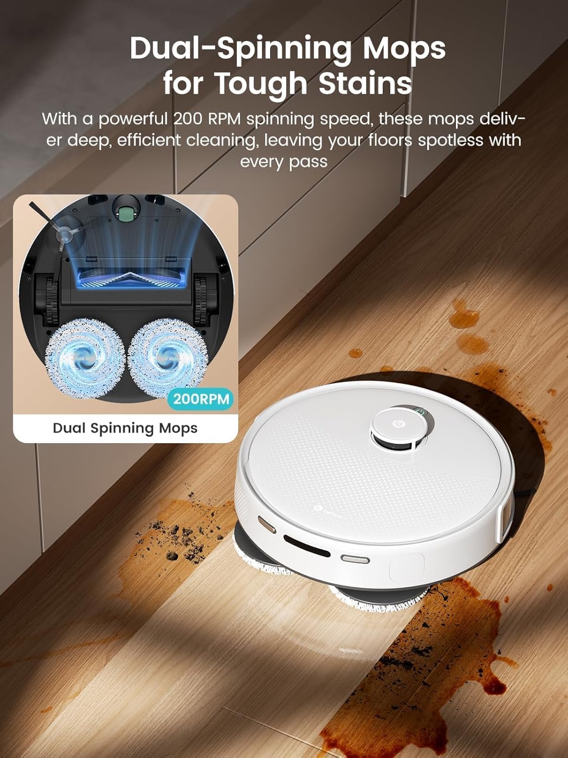 Lefant Robot Vacuum, M3 Robot Vacuum and Mop, 12000Pa Suction, Anti-Tangle Brushes, Dual Spinning Mop, Auto Mop Washing, Cool Drying, Self-Emptying, Self-Cleaning, All-in-One Dock, for Pet Hair Dust
