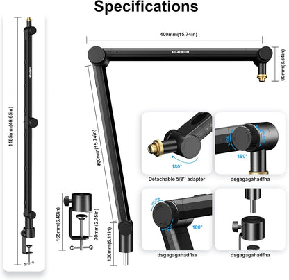 Microphone Arm,Aokeo AK-35 Microphone Desk Stand-Microphone Suspension Boom Scissor Arm Stand For Blue Yeti,Blue Snowball iCE,QuadCast,Elgato