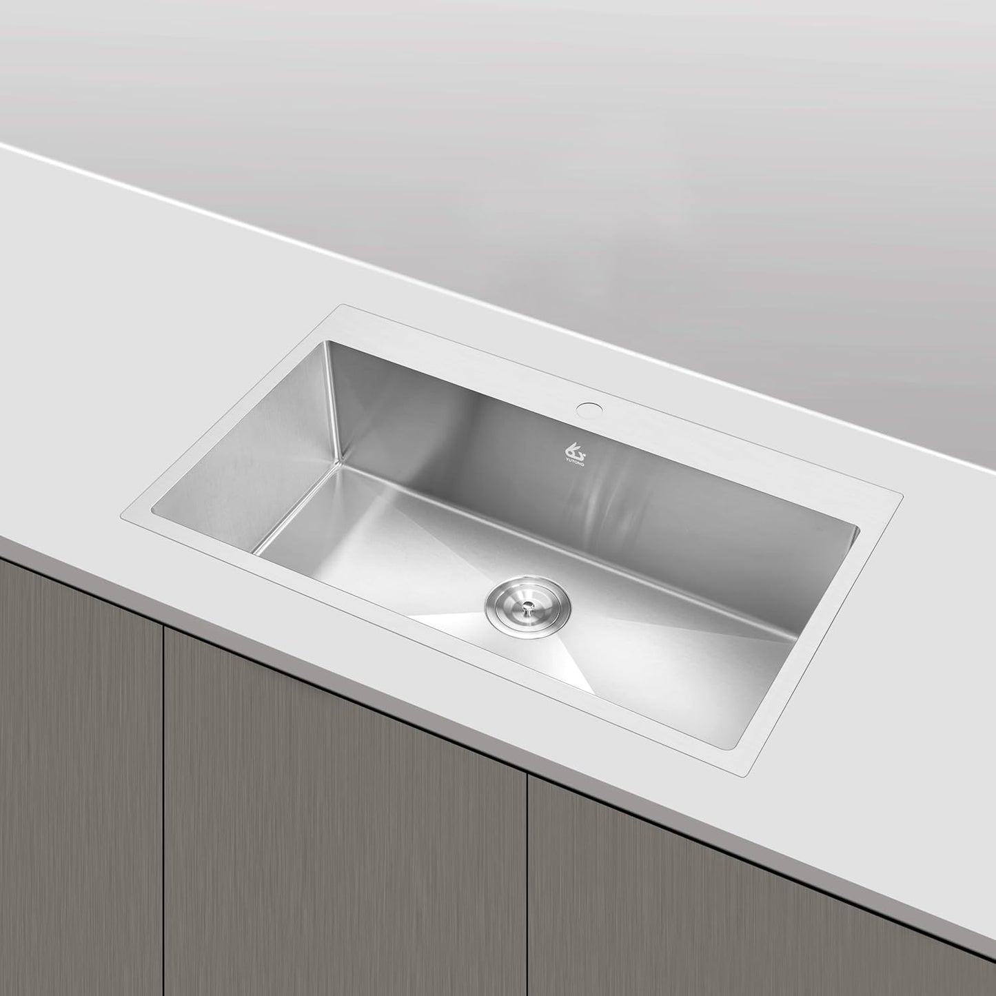 Yutong 16" x 20" Top-Mount/Drop in SS304 Stainless Steel Kitchen Black Sink Single Bowl Without Grid