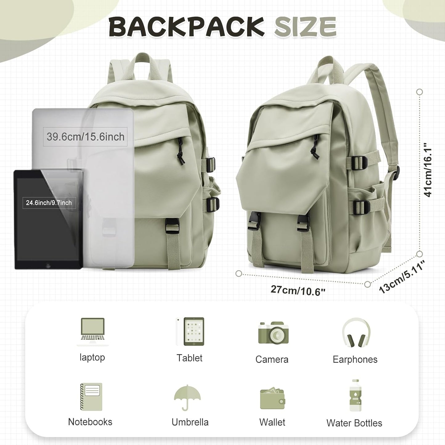 School Backpack for Women Men College High School Bags for Boys Girls Casual Daypack Laptop Backpack Waterproof Black Bookbag Travel Rucksack