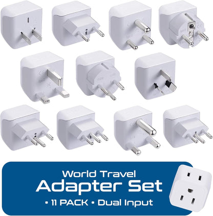Ceptics Universal Travel Adapter kit, Dual USB (QC 3.0) + 2 US outlets + USB-C Cable, Use with Chargers, Cell Phones, Laptops, 6 Plug attachments for Worldwide use (Does Not Convert Voltage) (WPS-2B)