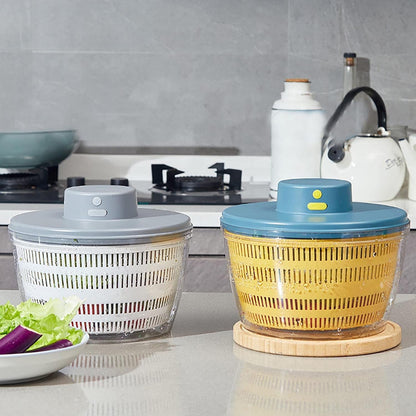 Electric Salad Spinner, 4L Wireless USB Salad Spinner Dehydrator for Fruit Vegetables, Large Capacity Salad Vegetable Dryer, Quick Drainage Electric Mixer White