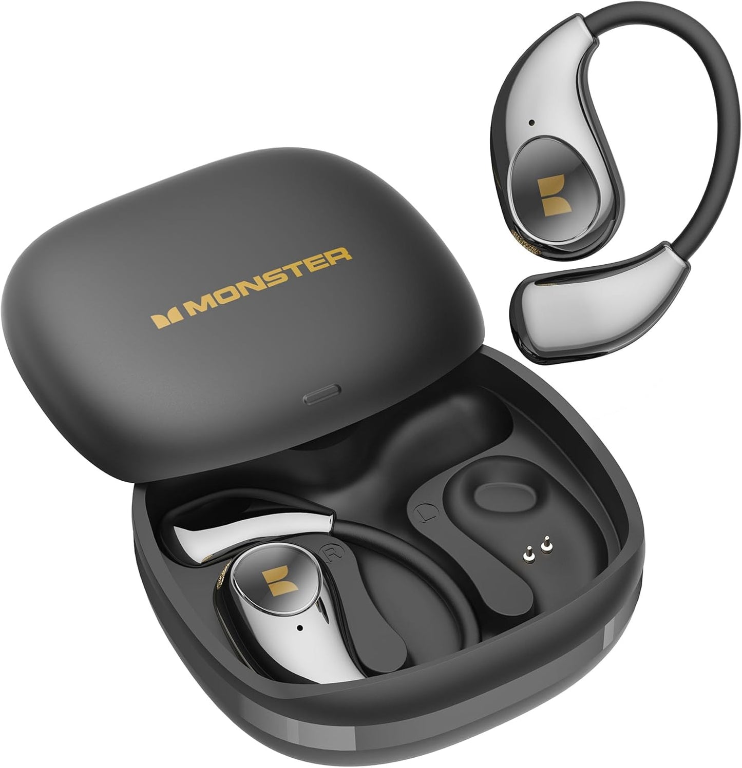 Monster Open Ear AC510 Earbuds, Bluetooth6.0 Wireless Earbuds, Stereo Sound Ear Buds with AI Intelligent Noise Reduction, Type-C Charging, Touch Control, 30H Playback, IPX6 Waterproof Earphones(Black)