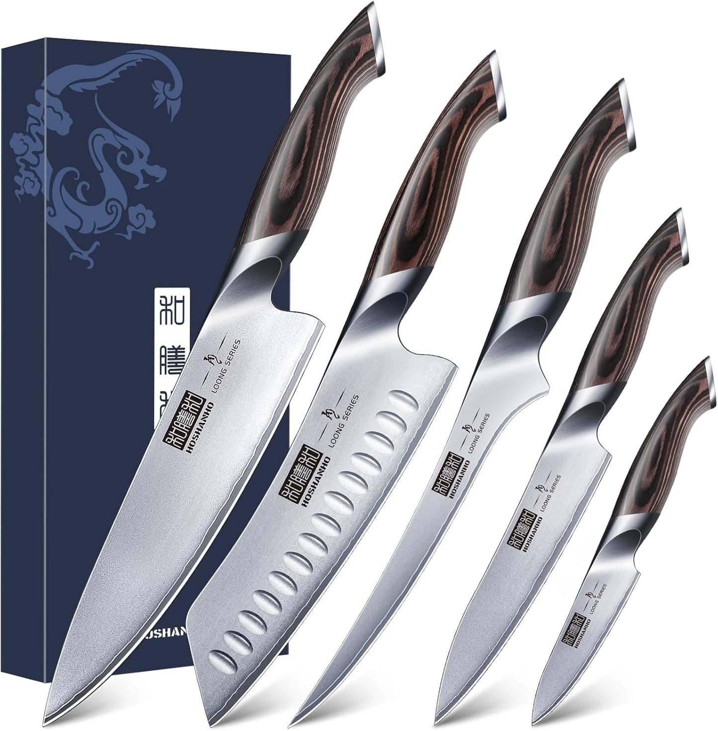 HOSHANHO 16-Piece Knife Set, Japanese High Carbon Stainless Steel Kitchen Knife Set, Ultra Sharp Chef Knife Block Set with Sharpener