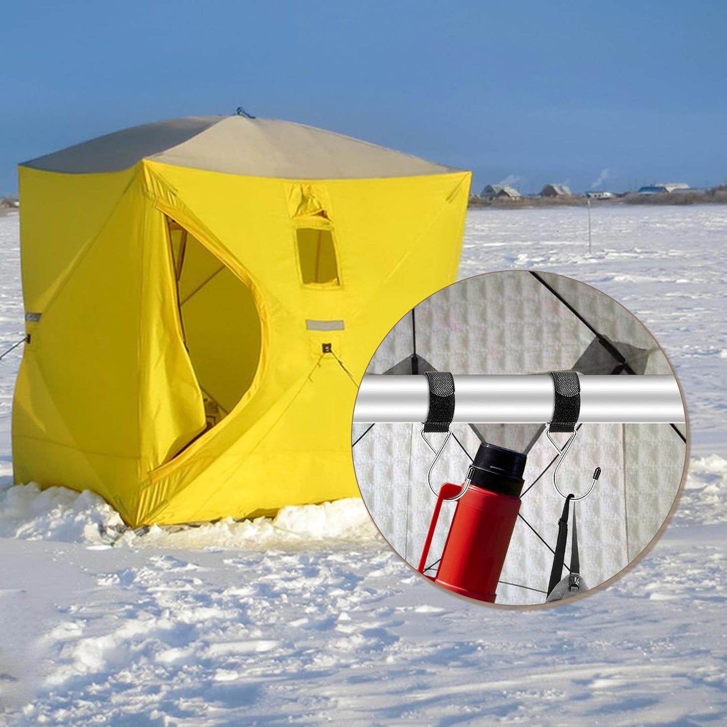 RunNico 14Pcs Ice Fishing Shelter Coat Hooks-Heavy Duty Ice Fishing Shelters Accessory for Ice Fishing Tent Outdoor Camping Hunting
