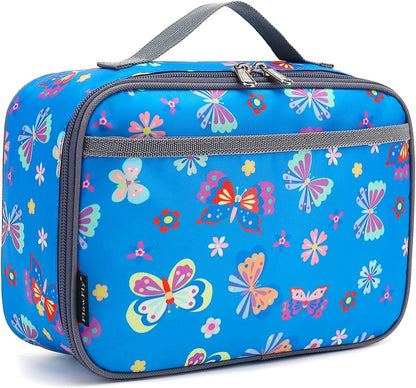 FlowFly Kids Lunch Box Insulated Soft Bag Mini Cooler Back to School Thermal Meal Tote Kit for Girls, Boys, Black