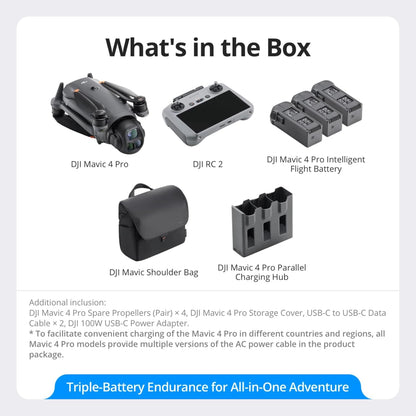 DJI Mavic 4 Pro Fly More Combo with DJI RC 2, Flagship Tri-Camera Drone with 100MP 4/3 CMOS Hasselblad Camera, 30km Video Transmission, 51-Min Max Flight Time, Charging Hub, and More
