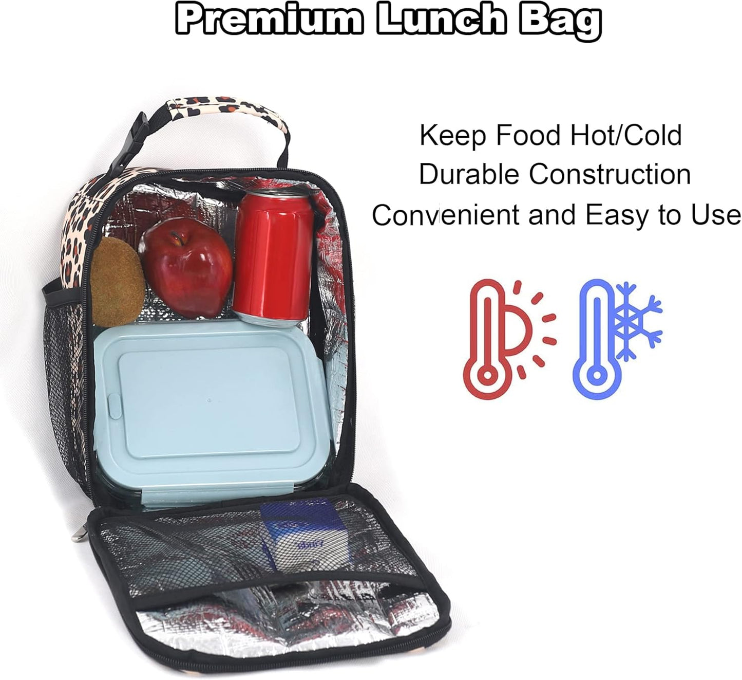 Lunch Box for Men Women Adults Small Lunch Bag for Office Work Picnic - Reusable Portable Lunchbox, Black