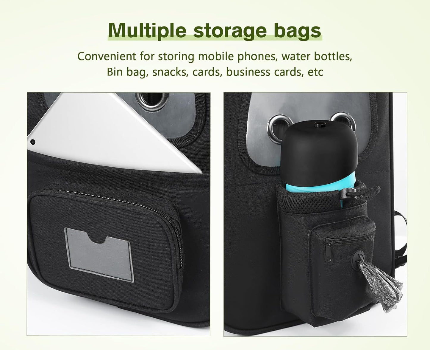 Pecute Pet Carrier Backpack, Dog Carrier Backpack Expandable with Breathable Mesh for Pets ＜6kg, Pet Backpack Carrier for Hiking Travel Camping Outdoor