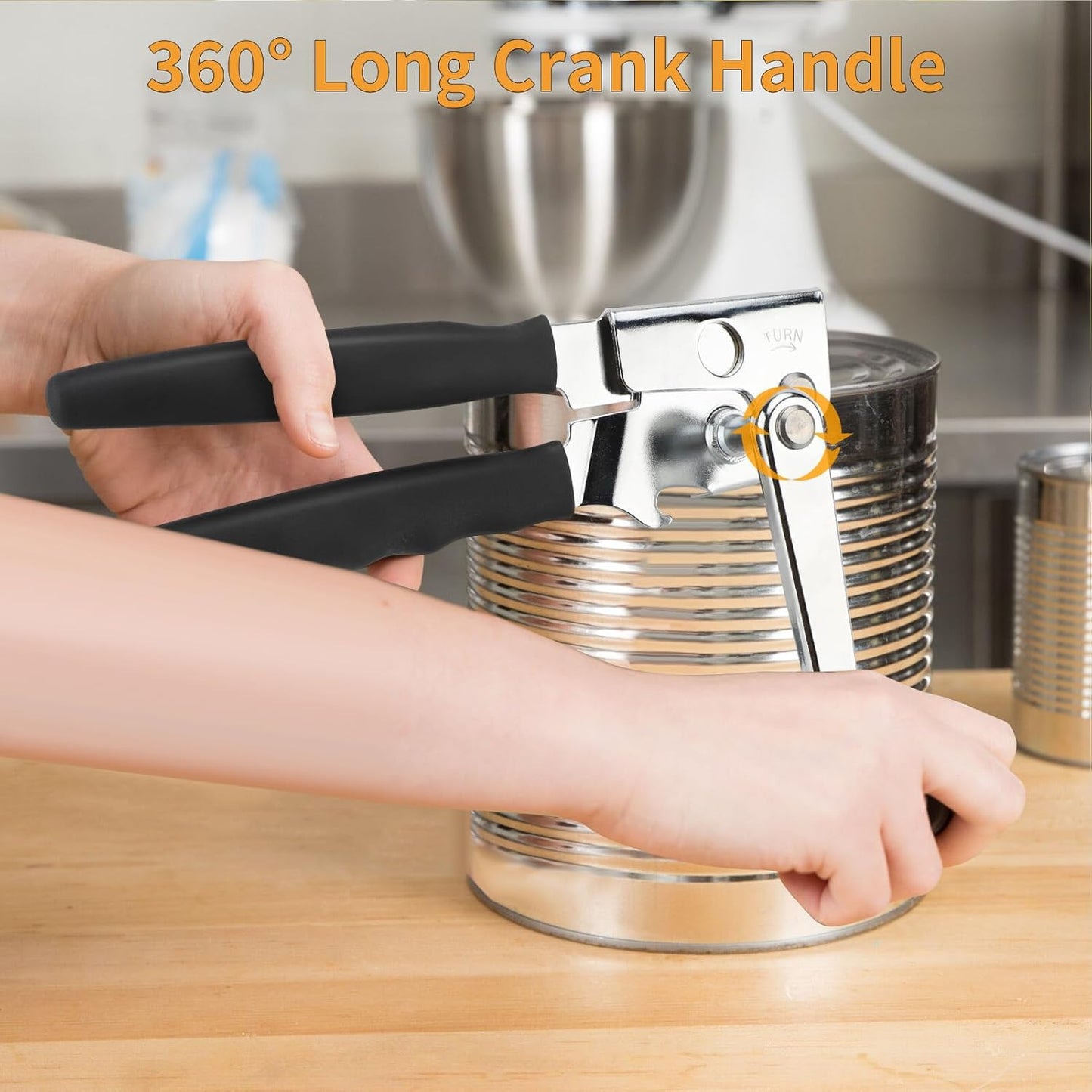 Gugxiom Easy Crank Can Opener, Stainless Steel Manual Can Opener Heavy Duty, Safety Commercial Can Opener with Handle, Kitchen Gadget, Elderly Friendly