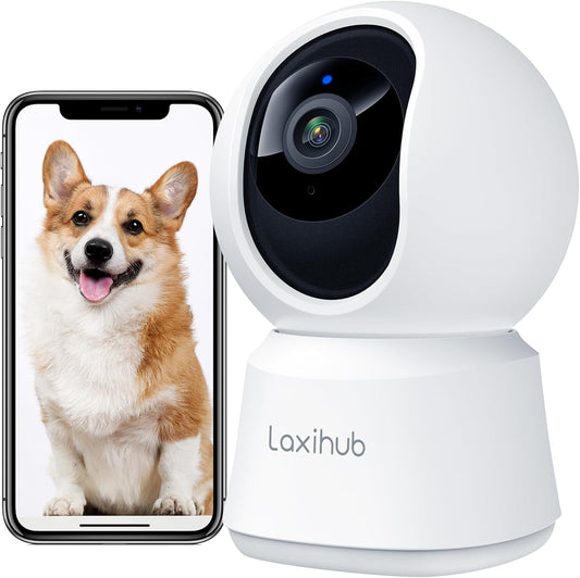 360° View 2K Pet Camera with Phone App, Indoor Security Camera, P2T Baby Monitor, Pan/Tilt, Motion & Sound Detection, Night Vision,Two-Way Audio, Works with Alexa - PuriLite