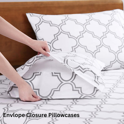 Lane Linen 100% Organic Cotton Queen Sheet Set, 4-Piece Percale Bed Sheets for Queen Bed - Soft, Breathable, Hypoallergenic, Deep Pocket Fits Mattress Up to 15" Deep, Hotel Quality Sheets - White