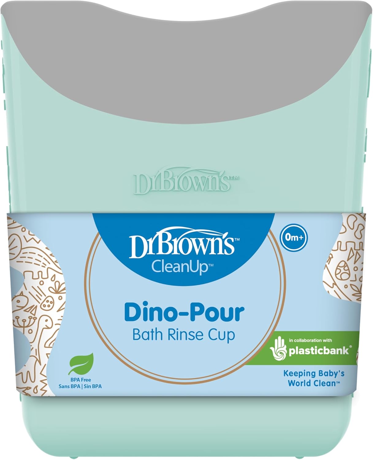 Dr. Brown's CleanUp Dino-Pour Bath Rinse Cup, 0m+, BPA Free, Certified Plastic Neutral