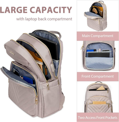 VANKEAN Laptop Backpack for Women Men Work Laptop Bag Fashion with USB Port, Daypacks for College, Business (Black, 15.6 Inch)