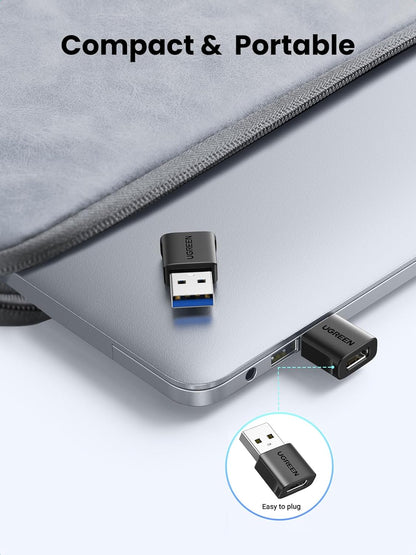 UGREEN USB to USB C Adapter 2 Pack, 10Gbps USB C Female to USB Male Adapter Type C Car Charger Converter for iPhone 15 Pro Max, Galaxy S24 S23, Pad Air Mini, Car Play, Black