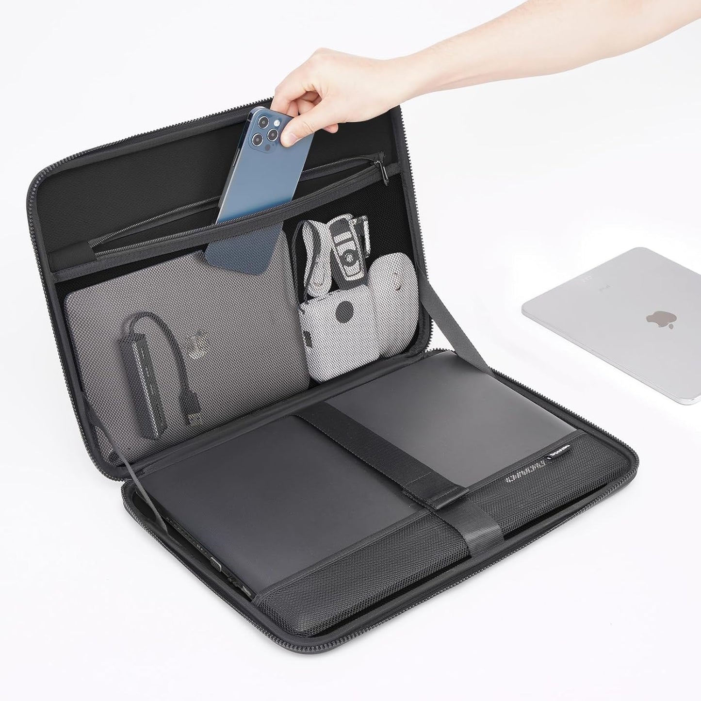 DOMISO 15.6 inch Laptop Sleeve with Handle Protective Shockproof Waterproof EVA Case for 15.6" Yoga 720 IdeaPad 310 320 ThinkPad T570/Legion 5 Gen 6/HP Envy 15/15.6" Notebooks, Dark Blue