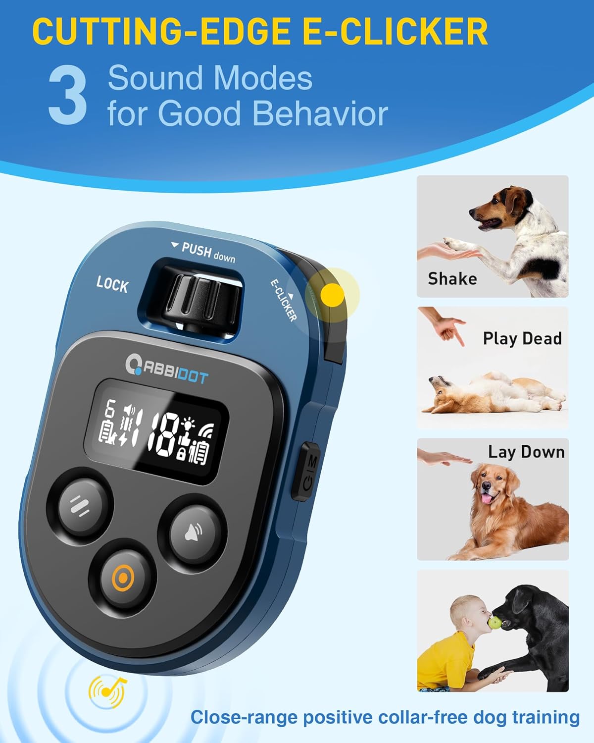 ABBIDOT Shock Collar 2 Dogs - 4500ft Dog Training Collar, 178 Levels, E-cliker, Waterproof Remote & Collar, Night Light E Collar for Small Medium Large Dogs (Black, 2 Collars)