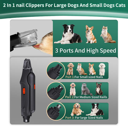 CATPICK 2-in-1 Cat Nail Clippers & Dog Nail Clippers Trimmers for Large Medium Small Dogs Cats Claw Trimmer Quick Sensor and Safety Guard USB Rechargeable with 2 LED Lights Dogs Nail Trimmer