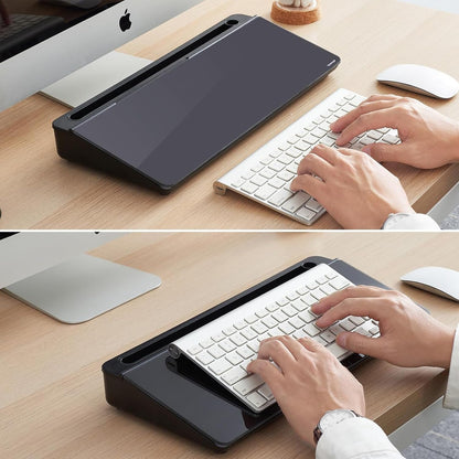 Ideal Swan Glass Desk Whiteboard with Storage, Black Desktop Whiteboard