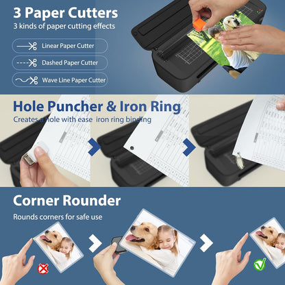 Laminator Machine, 11 in 1 Laminating Machine with 36 Laminating Sheets, A4/Letter Size Desktop Thermal Laminator 2 Temperature Modes 3 Cutters Built-in Paper Trimmer for Office School Home
