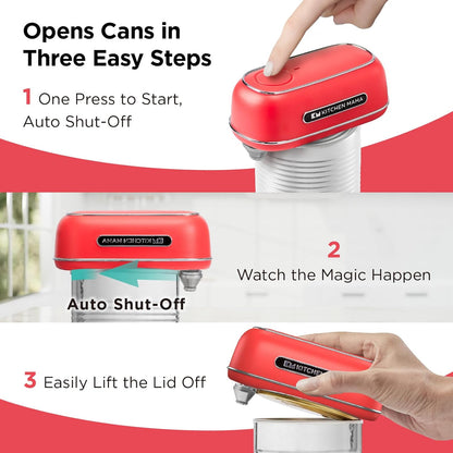 Kitchen Mama Orbit One Stainless Steel Rechargeable Electric Can Opener: Hands-Free, USB-C Charging, Automatic Stop, Smooth Edge, Safety, Blade for Large Cans, Heavy Duty, Soda Can and Pop Can