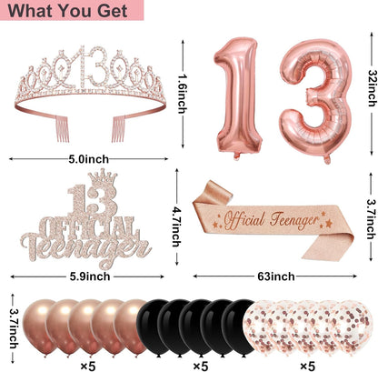 40th Birthday Decorations for Women,32pcs 40th Birthday Party Decorations,Including Backdrop, Crown,Sash,banner, Hanging Swirl,Cake Topper,balloons,Paper Fans,Anniversary Card and paper fans