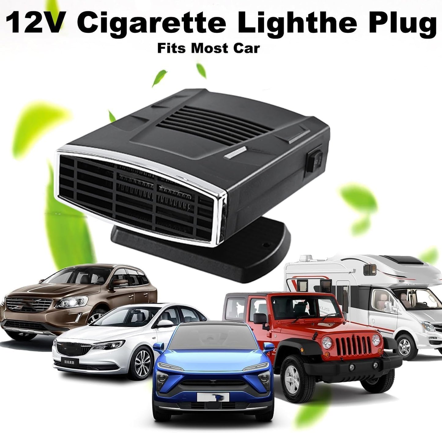 12V Portable Car Heater and Defroster | 200W Winter Car Heater Kit | Fast Heating and Cooling Car Demister | Cigarette Lighter Plug Auto Heater | 360 Degree Rotating Base