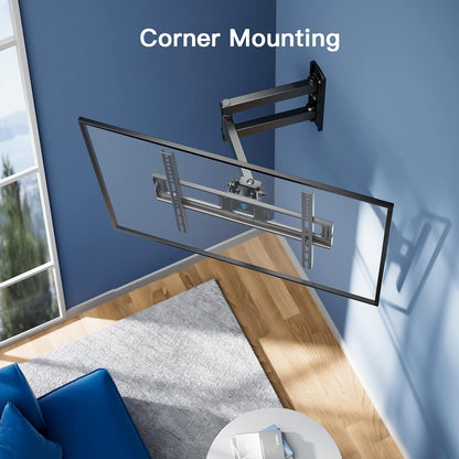 PERLESMITH Full Motion TV Wall Mount for 26-55 inch Flat Curved Screen TV up to 70lbs, Corner TV Wall Mount TV Bracket with Articulating Arm Swivel Extension Tilt, TV Mount MAX VESA 400x400mm, PSMFK7
