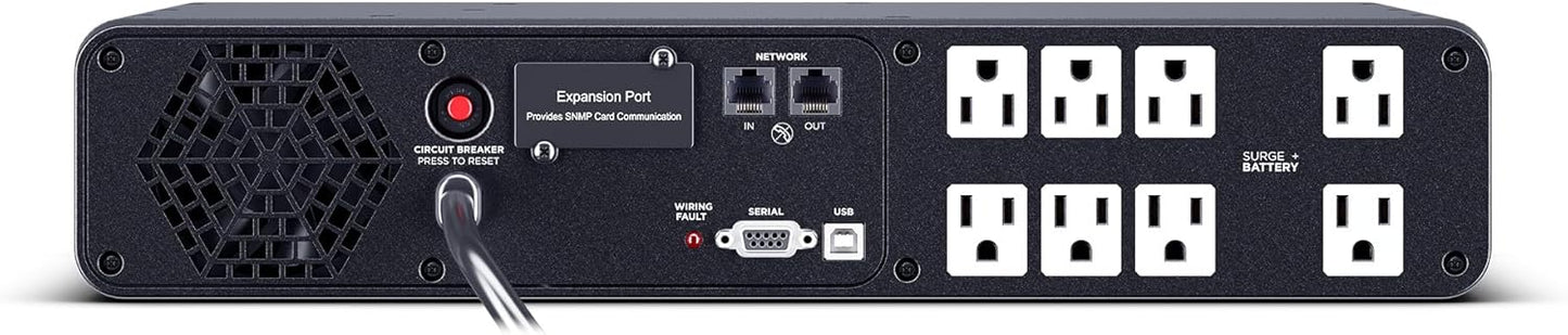 CyberPower CP1500PFCLCD PFC Sinewave UPS System, 1500VA/1000W, 12 Outlets, AVR, Mini Tower, Black