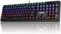 RGB Mechanical Gaming Keyboard Blue Switch, 104 Keys Full-Size Light Up Keyboard with 11 Backlit Modes, Anti-Ghosting, Double-Shot ABS Keycaps, USB Wired Computer Keyboard for Windows PC Gamer