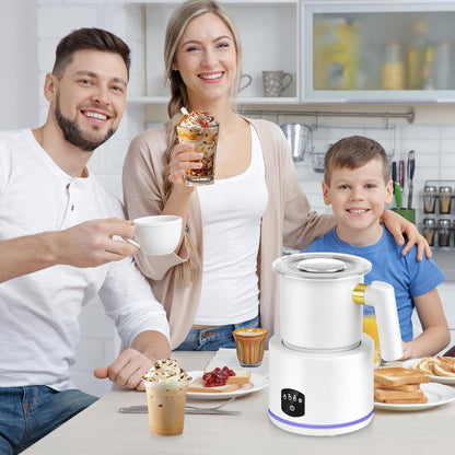 Milk Frother and Steamer - 4 in 1 Milk Frother Electric, 13.5oz Split Hot & Cold Milk Foam Maker Stainless Steel Automatic Milk Warmer for Latte, Cappuccino, Macchiato, Hot Chocolate