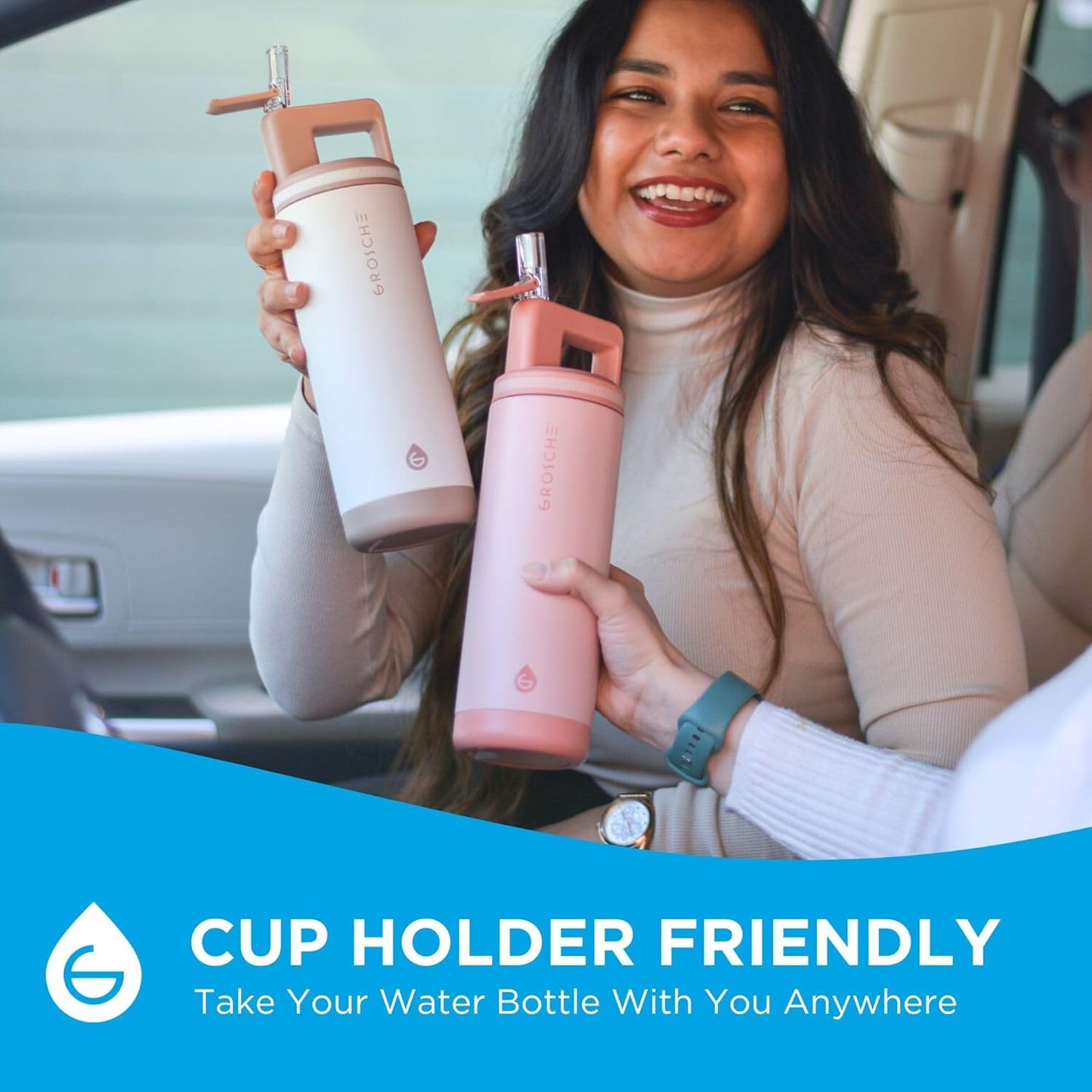 GROSCHE Alpine Flip 'N Sip 16oz Insulated Water Bottle - Stainless Steel, Leakproof Flask with Straw - Perfect for Gym, Travel, Sports & Outdoor Use, Canadian Brand! - 16 fl. oz, Scuba Blue