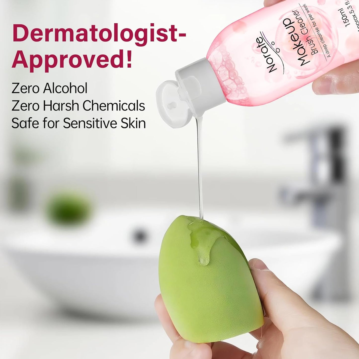 Norate Makeup Brush Cleaner, Make Up Brush Cleansers Solution, Makeup Cleaner for Makeup Brushes, Beauty Sponge, Powder Puff, Deep Clean Brush Shampoo, Gentle Formula & Cruelty Free 5.3 FL.OZ