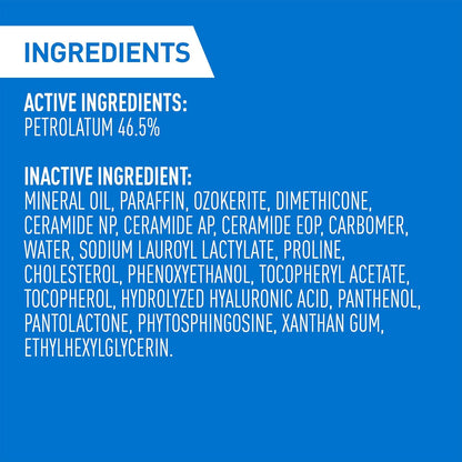 CeraVe Healing Ointment, Moisturizing Petrolatum Skin Protectant for Dry Skin with Hyaluronic Acid and Ceramides, Multi-Purpose Face, Body & Lip Balm, Lanolin-Free & Fragrance-Free, 340g