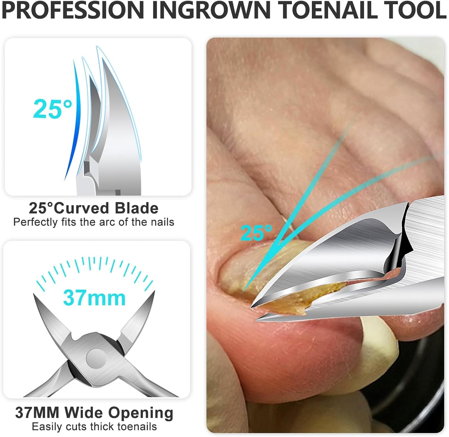 Nail Clippers for Men Thick Nails - Gifts for Men Dad Sharp Extra Large Heavy Duty Toesnail Clippers, 16mm Wide Jaw Opening Toenail Clippers for Seniors Nails Cutter